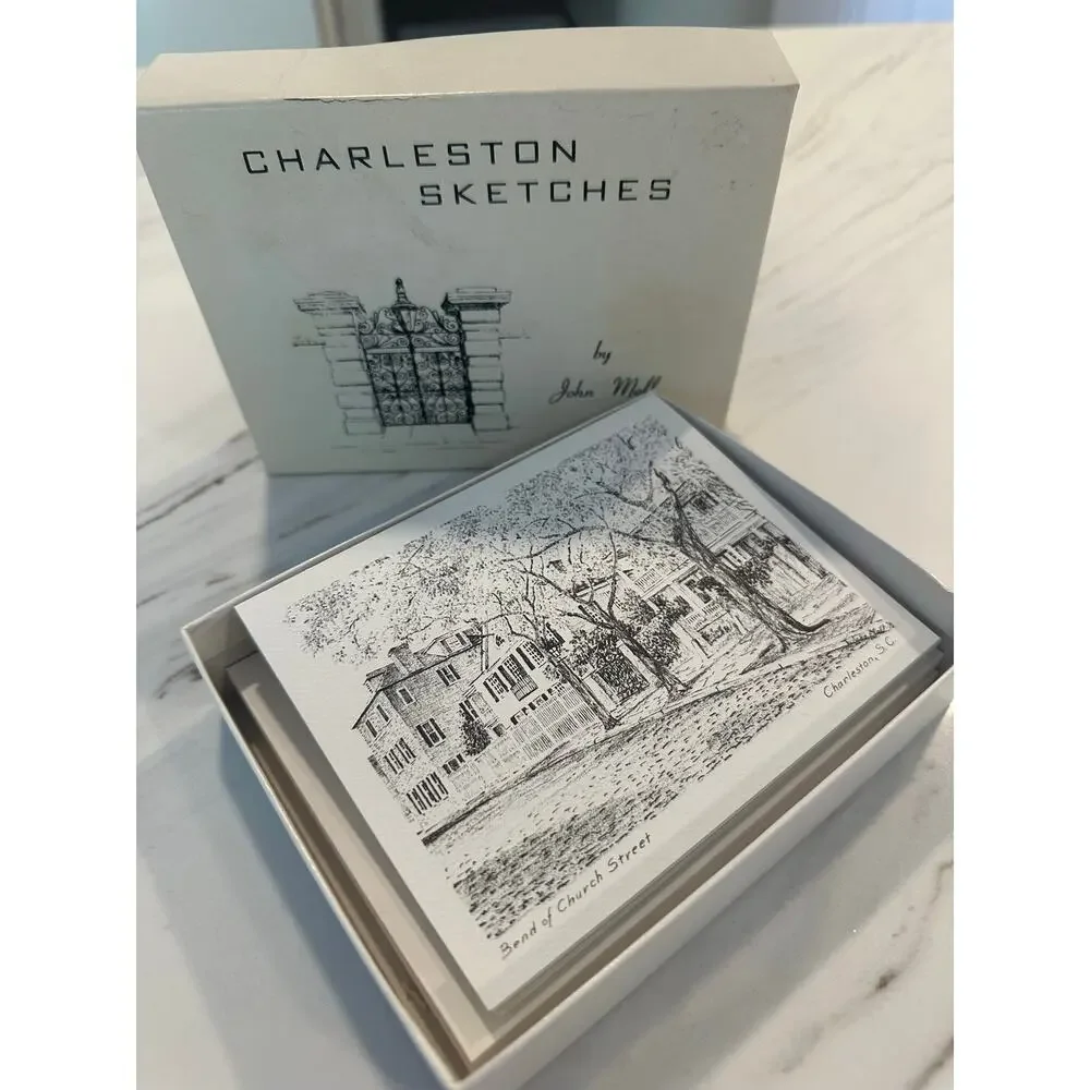 Vintage Charleston Sketches John Moll Note Cards Heritage Art 9 Cards Boxed Set